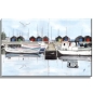 Preview: Leinwand 40 x 30 cm Keilrahmen Canvas-Leinen Aquarell Maritim Kunst Druck Kunstdruck  Dänemark Danmark  Aaro - Aro - Arø - Aarø 2 - Boote im Hafen